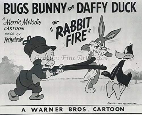 באגס באני ודאפי דאק ב ארנב אש סטודיו לובי כרטיס פרסום עדיין-האחים וורנר. קריקטורה