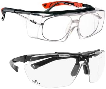 משקפי בטיחות נוקריים שמתאימים מעל משקפי המרשם שלך; הגנה על UV400; ANSI Z87 ומשקפי בטיחות עם עדשות ברורות צפות, פרמיום