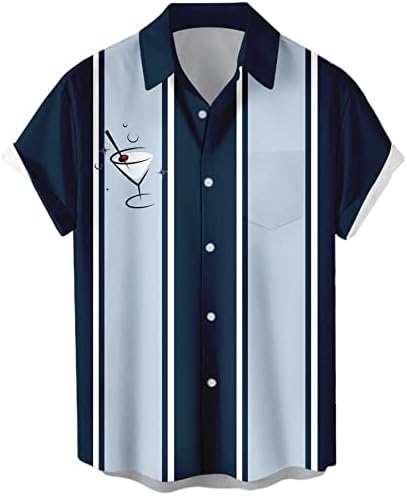 חולצות באולינג לגברים, כפתור וינטג 'הוואי משנות החמישים של המאה העשרים מטה חולצות שרוול קצר קיץ חולצות חוף