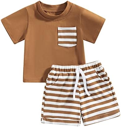 פעוט תינוקת תינוק בגדי קיץ סט של שרוול קצר מזדמן חולצה טופ חולצה צווארון מכנסיים קצרים מכנסיים