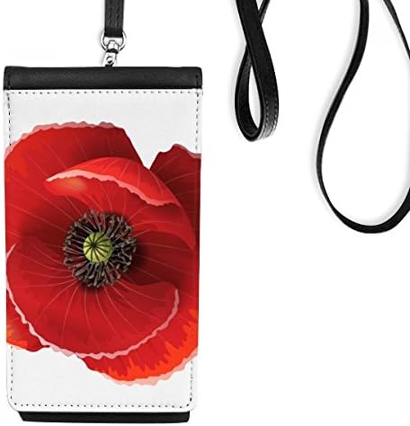 פרח אדום ציור ארנק טלפון תירס גדול ארנק תלייה כיס נייד כיס שחור