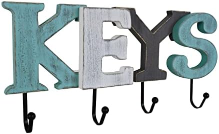 חותם על מפתחות עץ כפריים של ווקלוטש עם ווים, חותם דקורטיבי שלט מילה קיר עיצוב קיר מחזיק ווים מפתח, מקשי