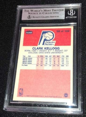 קלארק קלוג חתום משנת 1986 קלף קלר בקט Authtiled Pacers 00012279266 - כרטיסי חתימה בכדורסל