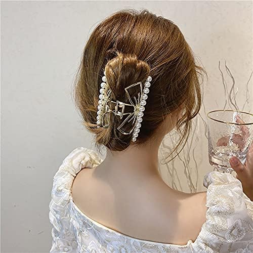 קליפ הכריש של Houchu סגסוגת ראשית סגסוגת קשת רחצה לנשים קטעי שיער פרל שיער טופר שיער אביזרי שיער קטעי סרטן בסגנון קוריאני