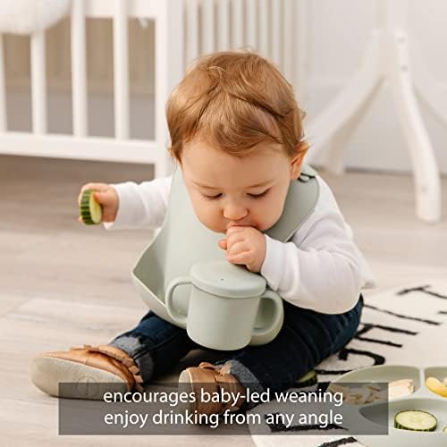 כוס קש סיליקון טוטאהה לתינוק / כוסות קש לתינוקות 6-12-18 חודש / מכסה חטיף לגימה 2 ב -1 כוס מעבר מבקבוק / כוסות אימון פתוחות