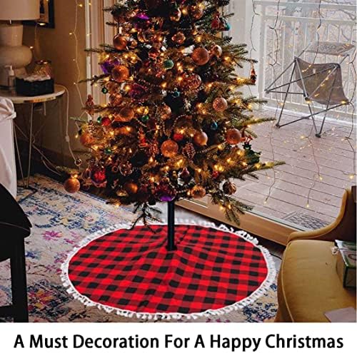 חצאית עץ עץ Brinebeauty חצאית עץ חג המולד משובצת משובצת 30 '' חצאיות עץ חג המולד אדומות ושחורות מחצלת עם