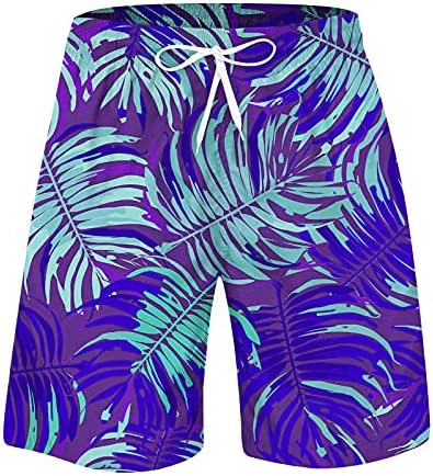 גזעי שחייה בקיץ של Ubst, עלים טרופיים יבש מהיר מודפסים מכנסיים מזדמנים מכנסיים קצרים בהוואי חוף מכנסיים קצרים בהוואי