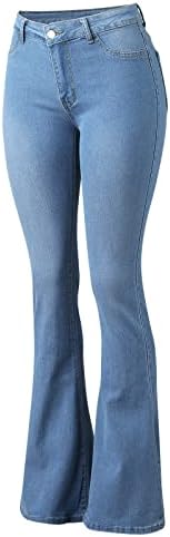 מיאשוי ז 'אן מכנסיים לנשים גבוה נשים של אופנה מוצק צבע ז' אן צפצף התלקח לשטוף רצפת ירך הרמת דק ג ' ינס גודל