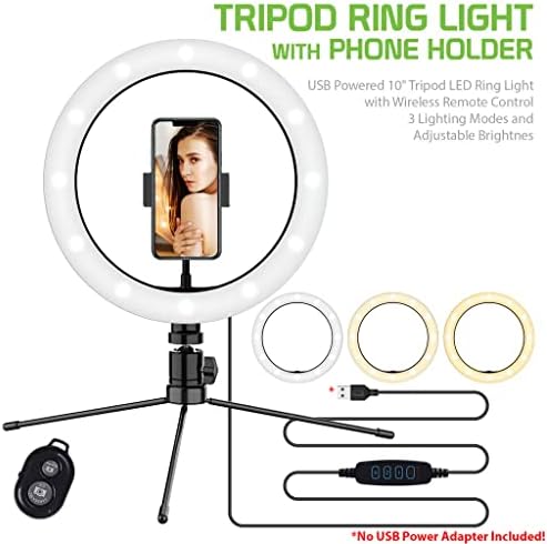 טבעת סלפי בהירה אור תלת צבעוני תואם לקרבון א7 טורבו 10 אינץ ' עם שלט לשידור חי / איפור/יוטיוב / טיקטוק/וידאו / צילום