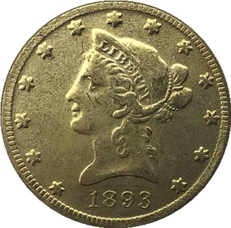 40 תאריכים שונים גרסת A אמריקאים 10 מטבעות זהב פליז עתיק מטבעות זיכרון זרות 27 ממ