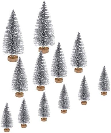 עצי אורן נצנצים מיני עץ חג המולד מלאכותי עצי אורן קטנים לעצי מברשת בקבוק קישוט חג המולד סט של 12