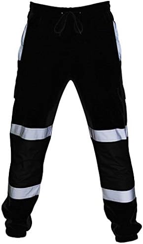 Wenkomg1 היי ויס למכנסיים לגברים, קלטות רפלקטיביות גלויות עמידות בפני כתמים עמיד למים בטיחות עבודות CE מכנסיים