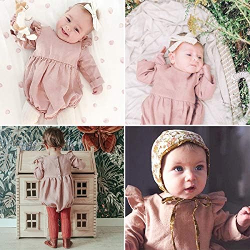 Simplee ילדים תינוקות רומפר תינוקות תאומים תלבושת תלבושת שרוול ארוך פרוע בגד גוף לתינוקת 12-18 חודשים ורוד