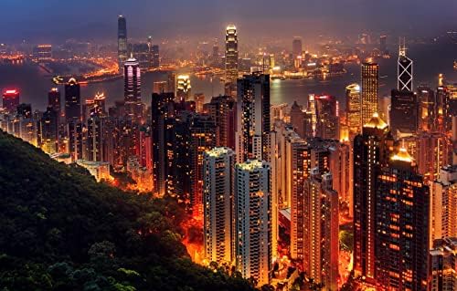 חידות חג המולד של Lhjoysp למבוגרים 500 חתיכות אורות לילה עיר הונג קונג 52x38 סמ