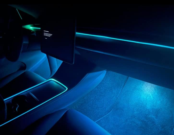 אורות רצועת לד לרכב פנים עם אפליקציה ושלט רחוק, תאורת סביבה לדקאר פנים לרכב עם סיבים אופטיים בגודל 236 אינץ', 5 ב -1 רוגב