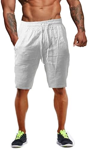 גברים של פשתן מכנסיים קצרים כותנה מזדמן קל משקל אימון כושר יוגה מכנסיים קצרים לגברים