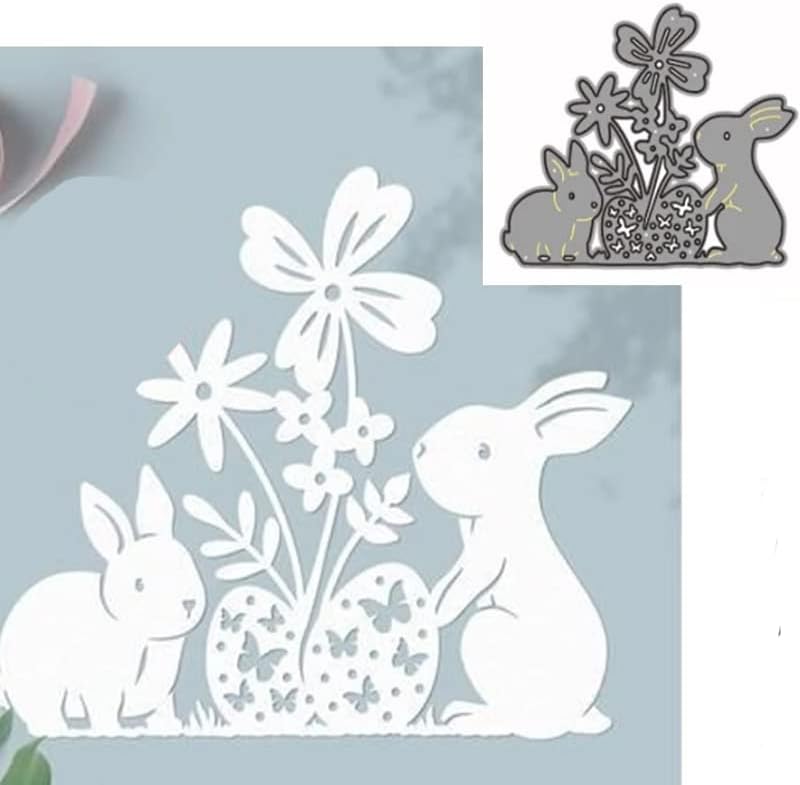 ארנבות פסחא ארנבות מתכת חיתוכות, ארנבות באנני פסחא חיתוך מתות שבלונות חתוכות DIY כרטיסי ספרות דקורטיביים נייר תותים