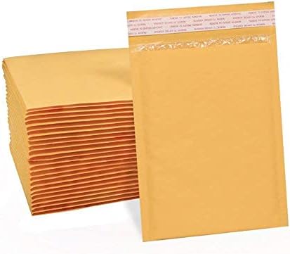 מיילר בועות קראפט, 7 על 7.25 אינץ', 9000 מארז, דיוורי מעטפת משלוח מרופדים, צהוב זהב, חותם עצמי ורצועת צלצול