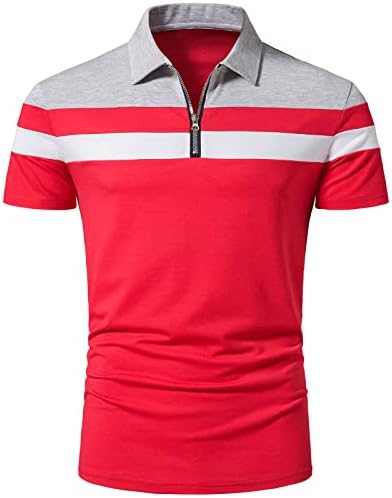 חולצות פולו שרוול קצר של ווטרוואנג לגברים עם רוכסן מזדמן חולצות גולף בכושר דק לגברים חולצות כותנה טלאים
