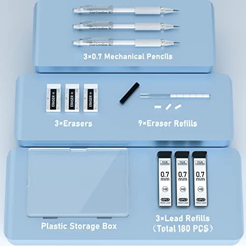 ארבעה סוכריות 12 חבילה פסטל ג ' ל דיו עט סט + מכאני עיפרון סט עם מקרה-3 יחידות 0.7 ממ ברור מכאני עפרונות