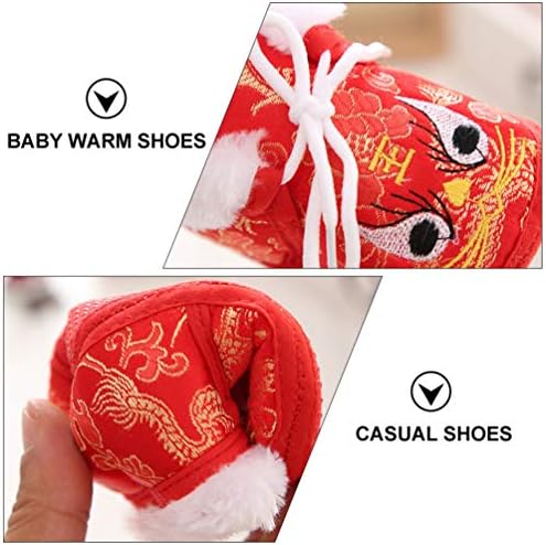 נעלי חורף של Happyyami ילדים סינית חמה נעלי ראש נמר רקום חגיגת הנעלה פרווה לילדים תינוק תינוקות פעוט בנות