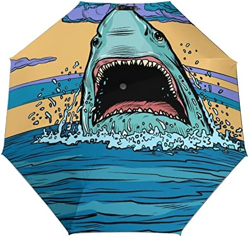 כריש אגרסיבי מסוכן באוקיינוס מטריה אוטומטית מטריה מתקפלת ניידת נגד אולטרה סגול מטריות נסיעות עמידות למים