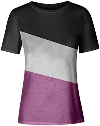 פעיל נשים חולצות נשים מקרית קצר שרוול חולצות להתאים צבע בלוק או צוואר רופף חולצות קומפי קיץ טיז חולצות
