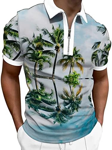 חולצת פולו מתיחה לגברים, שרוול קצר עסקים צמרות רוכסן מזדמנים לעבודה ללבוש גולף ספורט, חולצות טריקו לחופשת חוף