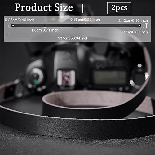 אוליקראפט 55 שחור עור צוואר דק מצלמה רצועת עור מפוצל מצלמה כתף רצועות עם ברזל מציאת עבור ראי מצלמה, מצלמות דיגיטליות