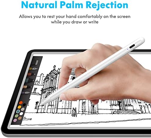 עט חרטה לאייפד עם חיישן הטיה ומטען מהיר, עיפרון פעיל עם דחיית כף היד תואמת 2022-2018 Apple iPad Pro 11/12.9, iPad 10/9/8/7/6