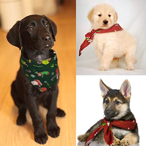 לבביי חג המולד כלב בנדנה, משולש ליקוק צעיף חג המולד תלבושות עבור בינוני כלבי חתולי חיות מחמד בעלי חיים 2 חבילה