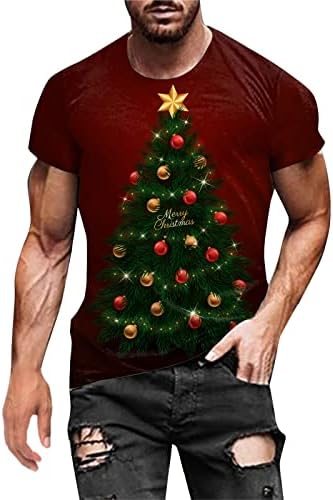 חולצות טריקו לחג המולד של XXBR חייל צמרות שרוול קצר 3D חג המולד עץ שלג עץ שלג מסיבת הדפס גרפיקה דקה בכושר שרירים לשרירים