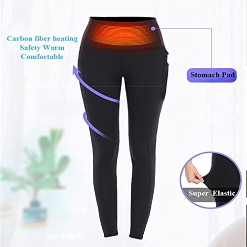 מכנסי חימום חשמליים של Sercfgyuj, מכנסי חימום חשמליים רזים כושר חימום מכנסיים חורפים חורפים באורך מלא מותן גבוה