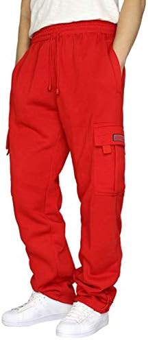 מכנסיים מטען לגברים חבל התרופפות מותניים מוצק צבע כיס מכנסיים רופף ספורט מכנסיים ארוך מכנסיים