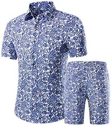 חליפות גלישה של גברים קטנים בגברים של גברים חליפת הזיעה בהוואי פרחונית חולצה שרוול קצר ומכנסיים קצרים מכנסיים