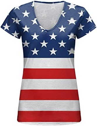 4 יולי חולצות לנשים מקרית קיץ אמריקאי דגל טי חולצה קצר שרוול צווארון פסים לקשור לצבוע פטריוטית חולצה למעלה