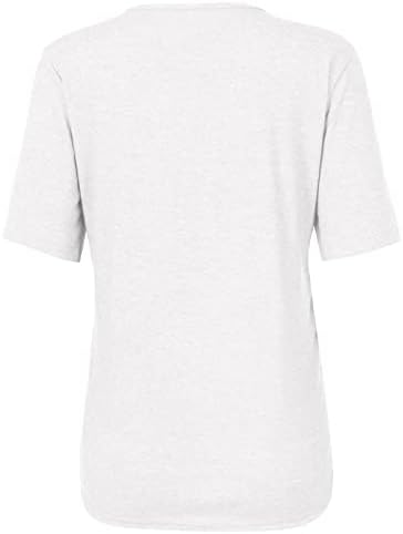נשים חולצות טרנדי 3/4 רוכסן צוואר 2023 קצר שרוול חולצה כפתור למטה מוצק צבע מצחיק חולצות לנשים