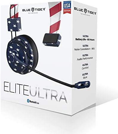 Blue Tiger Elite Ultra USA ארהב אוזניות Bluetooth אלחוטיות - אוזניות מקצועיות של משאיות ומשרדים - ביטול רעש Bluetooth