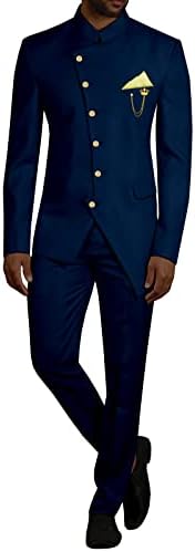 חליפה אפריקאית לגברים ז'קט חזה יחיד עם קרכיט ומכנסיים 2 חלקים בגדים של דשיקי לחתונה