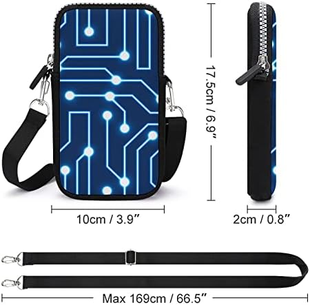 כחול המעגלים קטן טלפון סלולרי ארנק מחזיק אחסון תיק מיני שליח כתף תיק ארנק