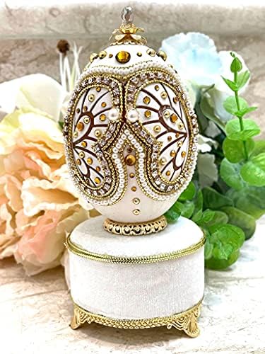 Fabergé מעודן מתנה חביבה לנשים קופסת מוסיקה בלרינה רוסית ביצה טבעית גילף ביצה 24 קגלולד פנינה קופסת תכשיטים תכשיטים מכשיר
