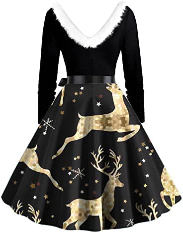 חג המולד נשים של קלאסי תה שמלת 2022 בציר ארוך שרוול מסיבת שמלות מסיבת חג קוקטייל נדנדה שמלה