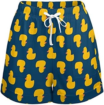 צהוב גומי ברווז נשים של מכנסיים קצרים גבוהה מותן הדפסה מזדמן קצר מכנסיים חוף מכנסי ריצה עם כיסים