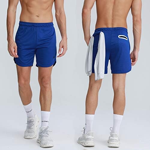 גברים של ריצת כושר 2 ב 1 ספורט מהיר ייבוש לנשימה מכנסיים קצרים חיצוני אימון 7 מכנסיים קצרים עם טלפון כיס