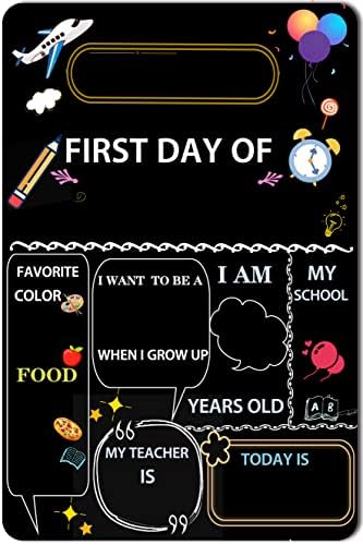 יום הראשון של שלט לוח בית הספר, שלט לוח הגיר הראשון שלי בבית הספר, יום ראשון של תצלום של תצלום לגיל הרך/גן/ילדים/בנות/בנים