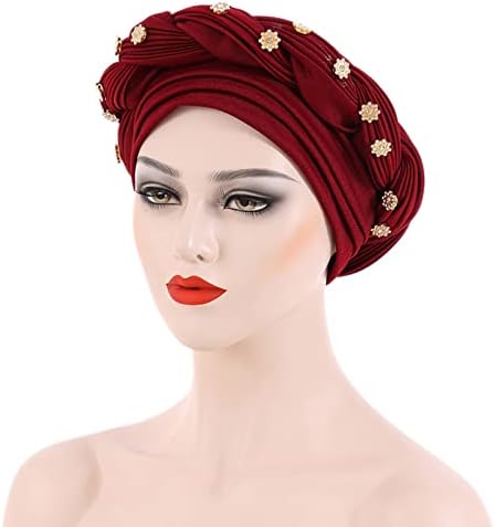 נשים טורבן כפת כובע בוהמי לפרוע מוסלמי פרח טורבנים טוויסט קשר סרטן למתוח בארה ' ב לנשים שיער כובע