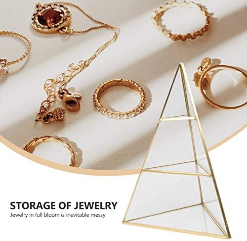 מארגן תכשיטים של פירמידה מזכוכית Happyyami Happyyami מחזיק תכשיטים תכשיטים 3- תכשיטים גיאומטריים תצוגה מגדל מתלה