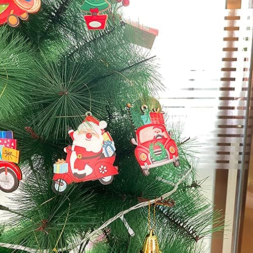 עץ חג המולד קישוטי סט 12 חתיכות אדום חג המולד משאית עץ תליית קישוט שלג וסנטה קלאוס קישוטי דקורים עבור חג המולד עץ קישוטי