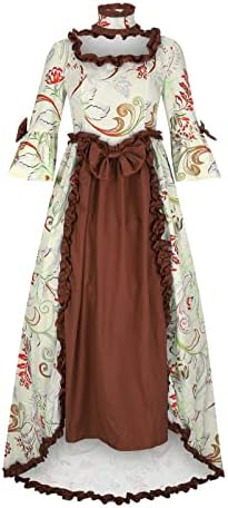 ליל כל הקדושים משפט גותי שמלת ערב לנשים בציר מימי הביניים קוספליי תלבושות התלקח שרוולים מקיר לקיר-אורך מקסי שמלה