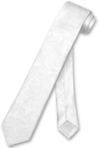וזוביו נאפולי צר עניבה מוצק לבן פייזלי 2.5 סקיני גברים של צוואר עניבה